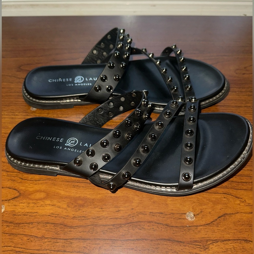 Chinese Laundry Women’s Black Studded Sandals Size 38 Size 7.5 - Picture 4 of 6